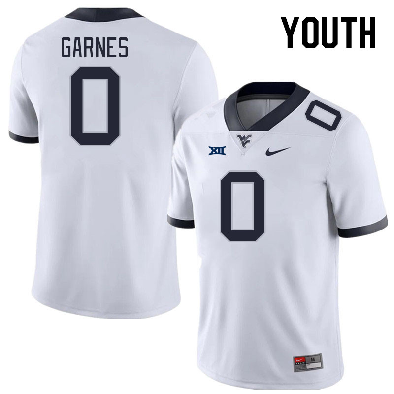 Youth #0 Ayden Garnes West Virginia Mountaineers College Football Jerseys Stitched Sale-White